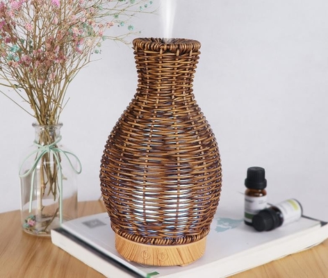 100 ml Ultradźwiękowy dyfuzor do aromaterapii w wazonie z rattanem i chłodną mgiełką